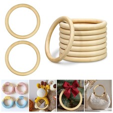 Catephe 4inch/100mm Wooden Rings for Craft, 10Pcs Unfinished Wood wood color