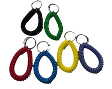 6X Spiral Keychain Plastic Wrist Coil Keyring Wristband Key Holder