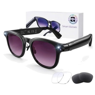 HD Camera Glasses with Voice Assistant - 8MP, Open-Ear Audio