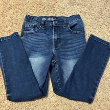 Cat  Jack Girls size 7 Skinny Stretch Dark Wash Denim Jeans Adjustable Fade