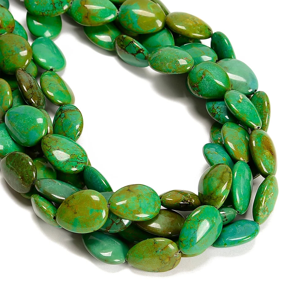 Green Turquoise Smooth Puffy Teardrop Beads Size 15x20mm 15.5'' Strand - Image 2 of 2