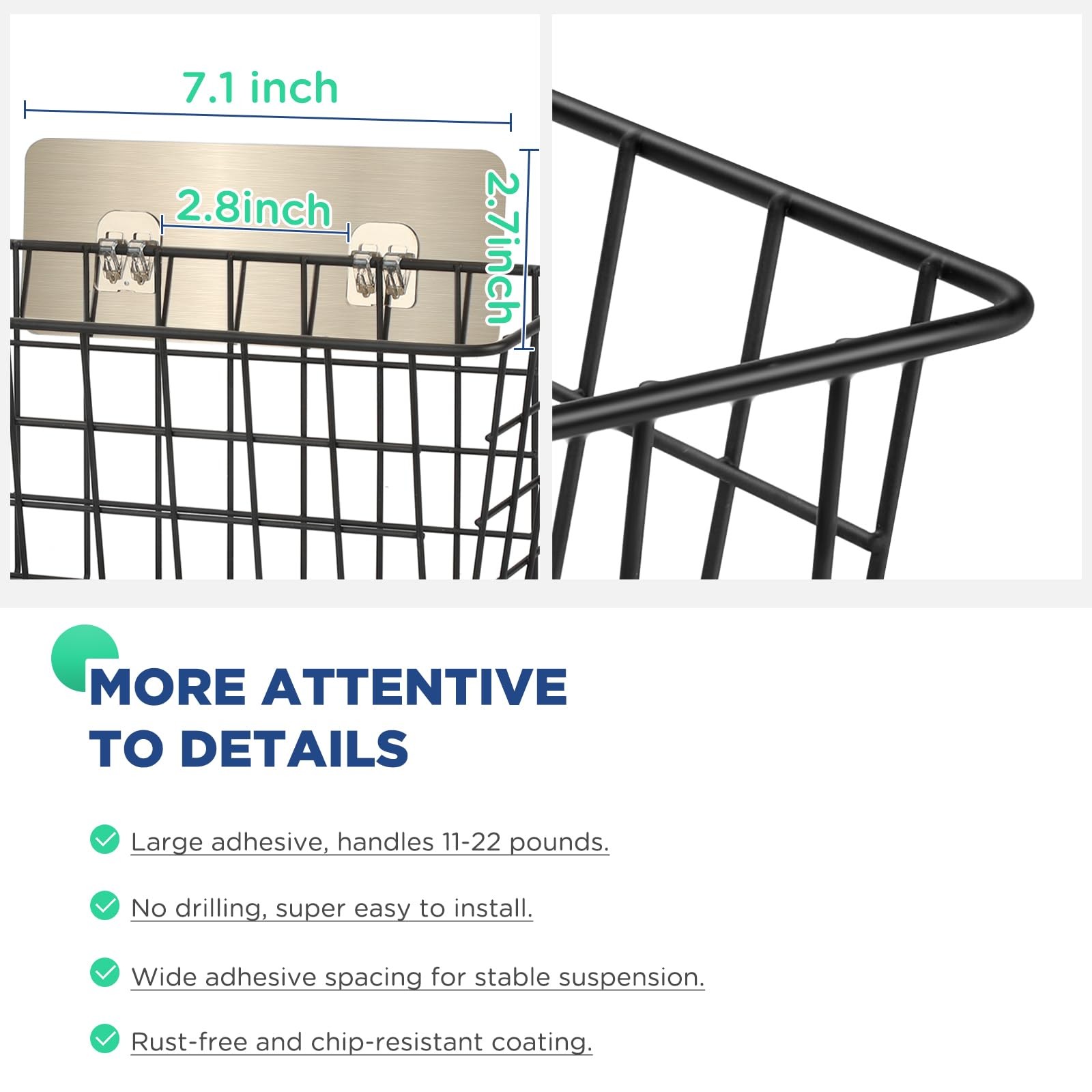 Wire Storage Baskets 4 Pack Black Hanging Wall Cabinet Door Fruit Organizer