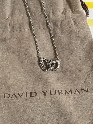 David Yurman Cable Collectibles ineinandergreifende Herz Halskette mit Pave Diamanten - Bild 1 von 4