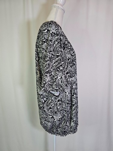 Notations Damen Tunika Oberteil, Gr. XL Paise Rundhals Kurzarm schwarz weiß - Bild 4 von 7