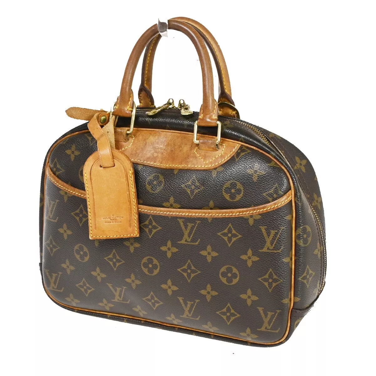 LOUIS VUITTON LV Logo Trouville Hand Bag Monogram Leather Brown M42228 80YD109