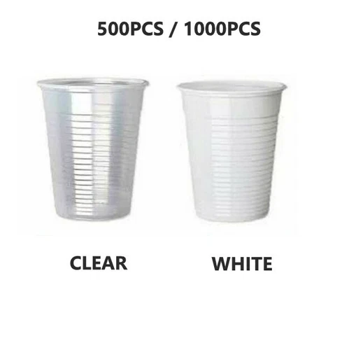 500-1000 White / Clear 7oz DispoS Cups 200ml Vending Style Cup 180cc