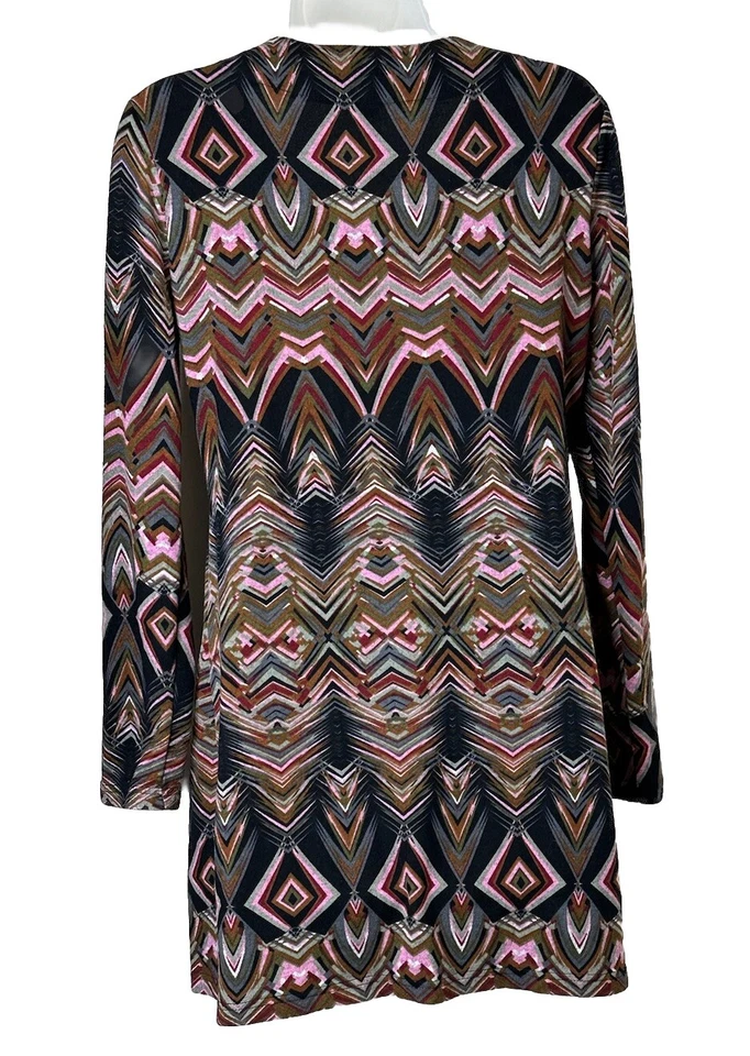 Vestido suéter tejido Papillon para mujer talla mediana multicolor estampado Ikat Chevron Foto 3 de 4