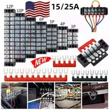 US Dual Row 3-12 Positions 600V 15A Screw Terminal Block Terminal Barrier Strip