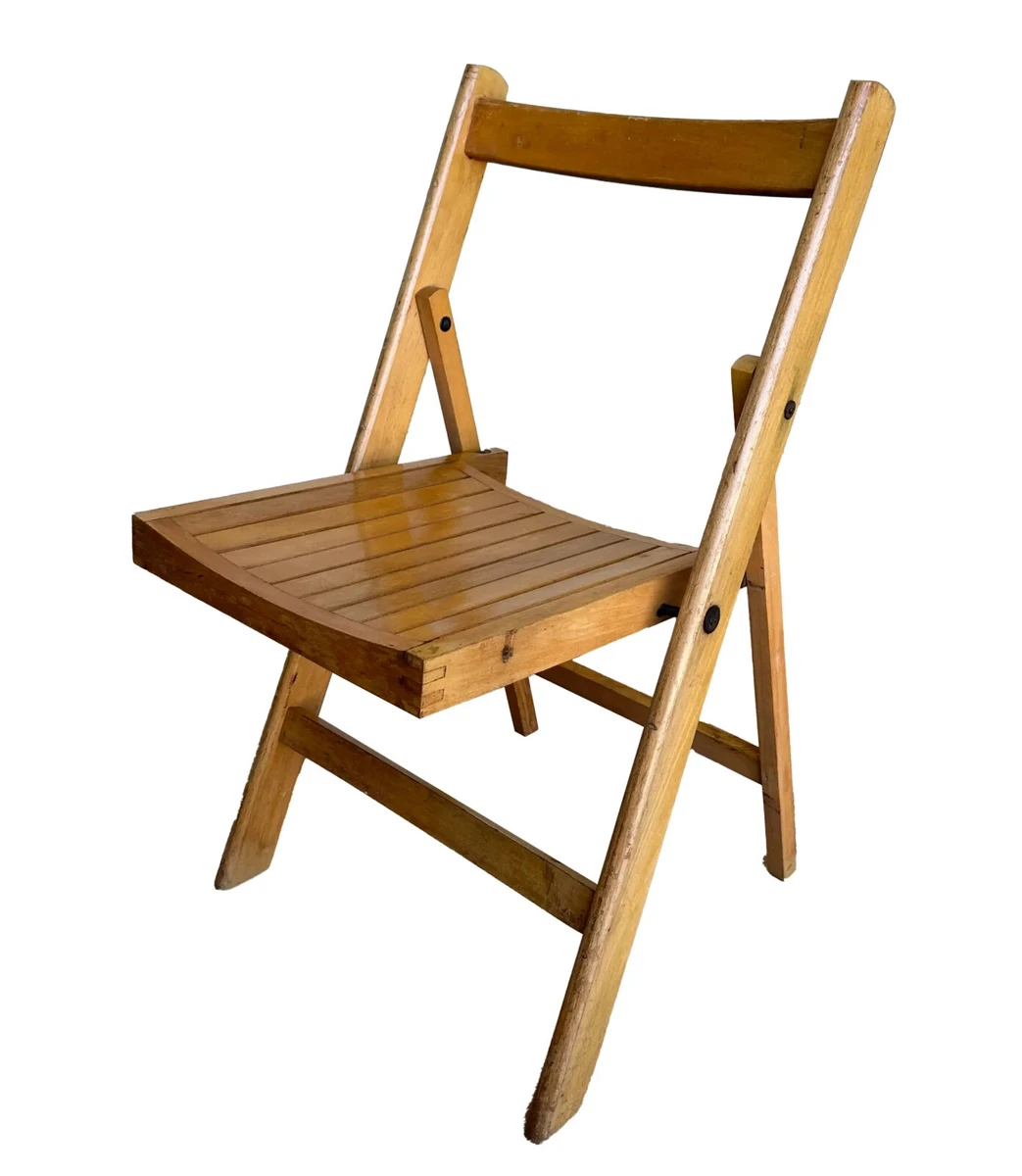 Salvaged Folding Slatted Pub or Restaurant Bistro Chairs Kitchen Folding Chair