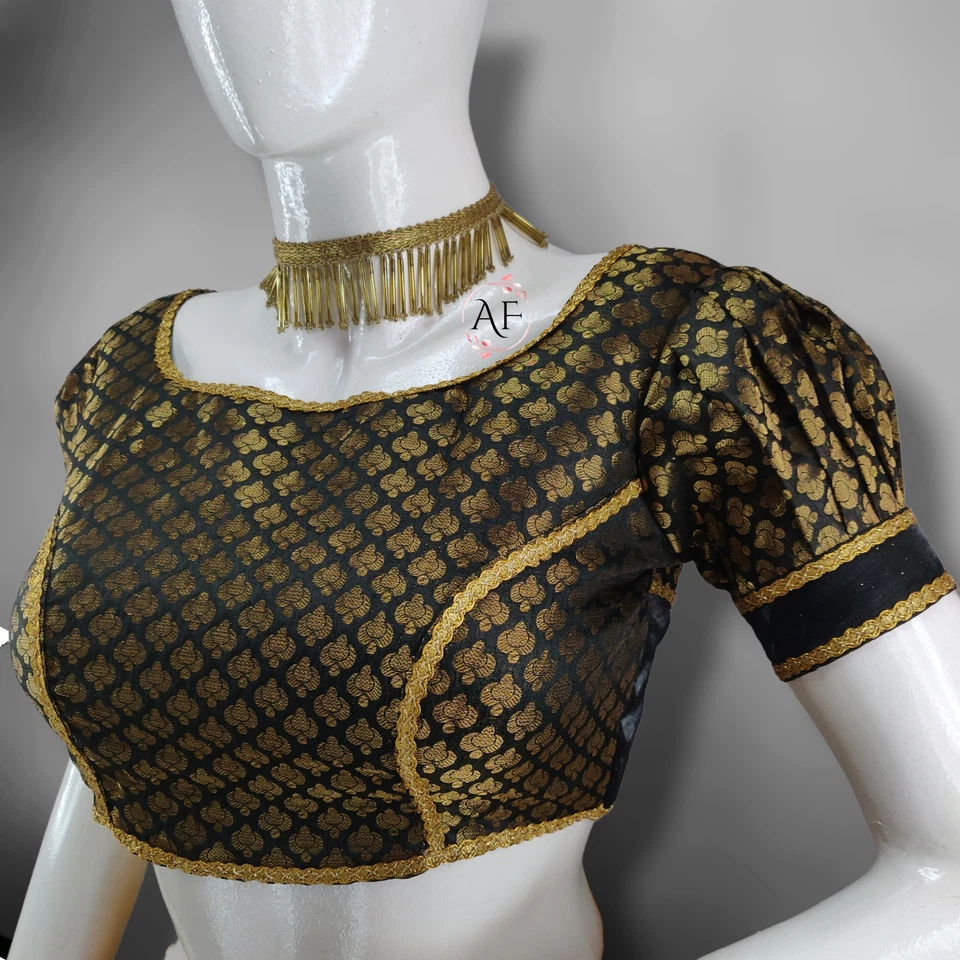 Blusa Chanderi Cuello Barco | Busto Acolchado | Top Hecho a Mano Media Manga Foto 4 de 4