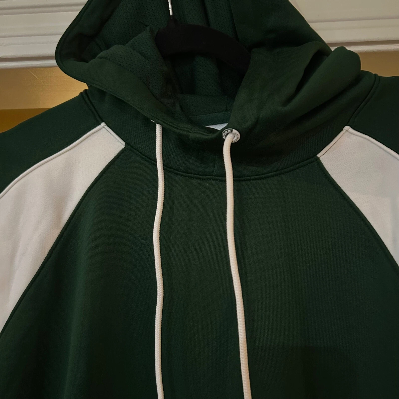 COACH Under Armour Felpa con Cappuccio Pullover Athletic Warm Up Activewear Verde Bianco Taglia L