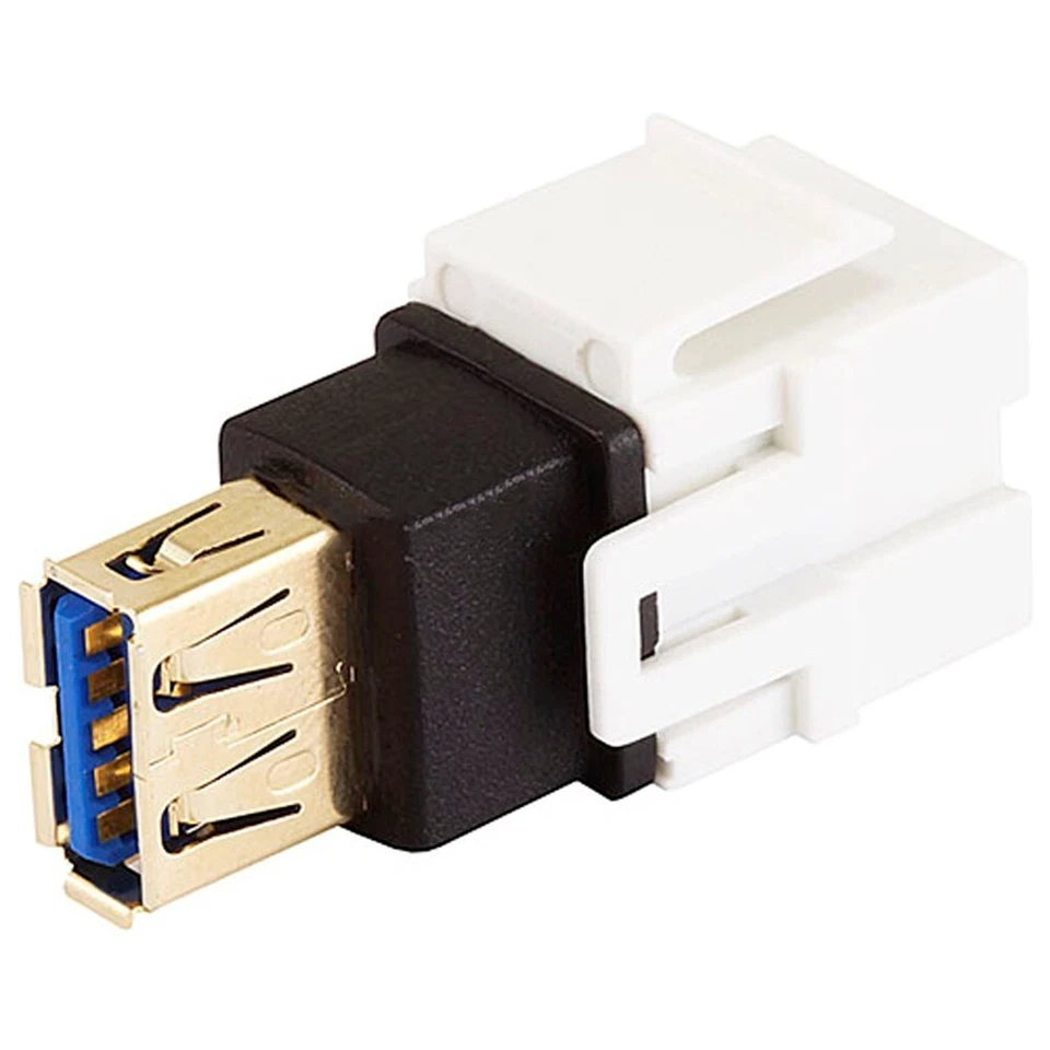 USB 3.0 A Female to Female Keystone Insert Coupler Adapter Flush Type White - Image 2 of 2