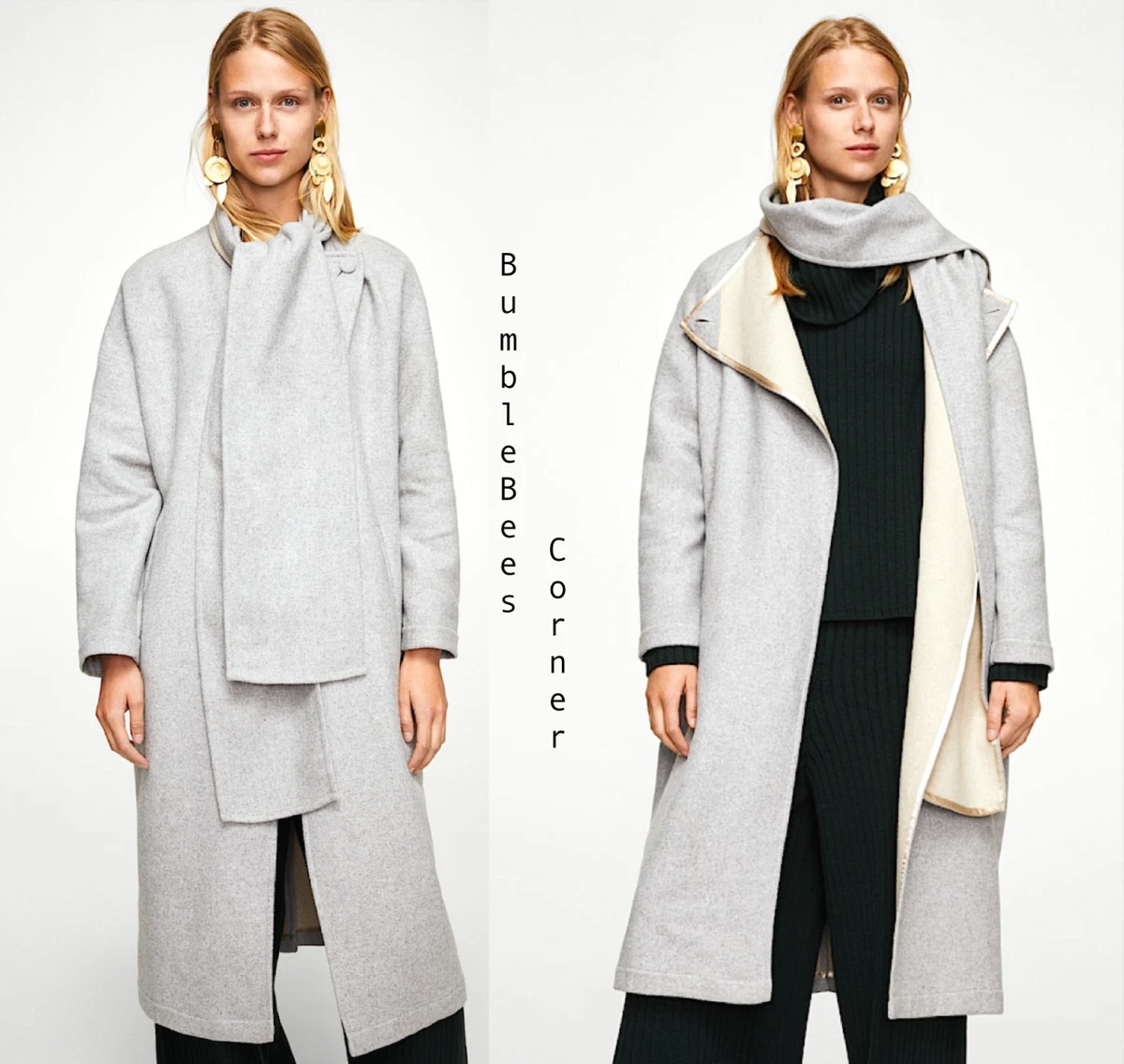 Wool-blend Coat - Light gray - Ladies