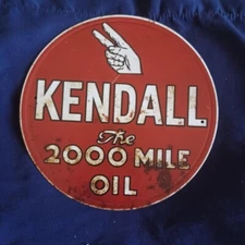 8" Round Metal Sign Wall Art Man Cave Garage Bar Gas Station Gas 2000 Mile Oil