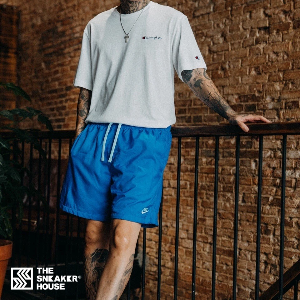 Nike Mens NSW Retro Club Woven Flow Shorts Medium Blue Baby Blue AR2382 403 2020