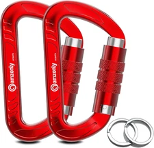 3Inch Auto Locking Carabiner Clips Heavy Duty, 12KN /2697Lbs Lightweight Keychai
