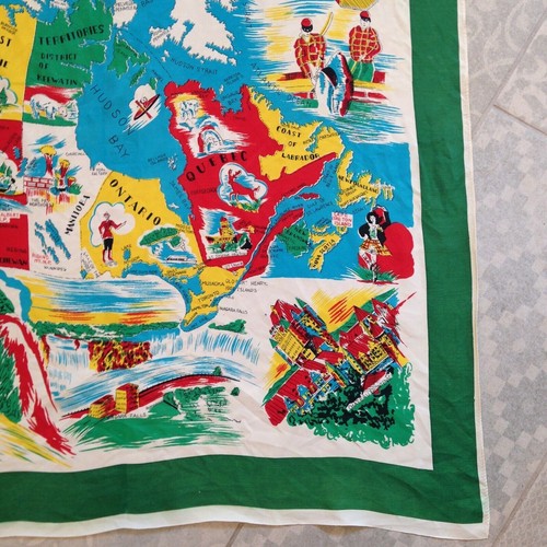 Kanada Reise Geographie Rayon Twill Schal 30x30 50er Jahre Canadian Sights Vintage - Bild 3 von 10