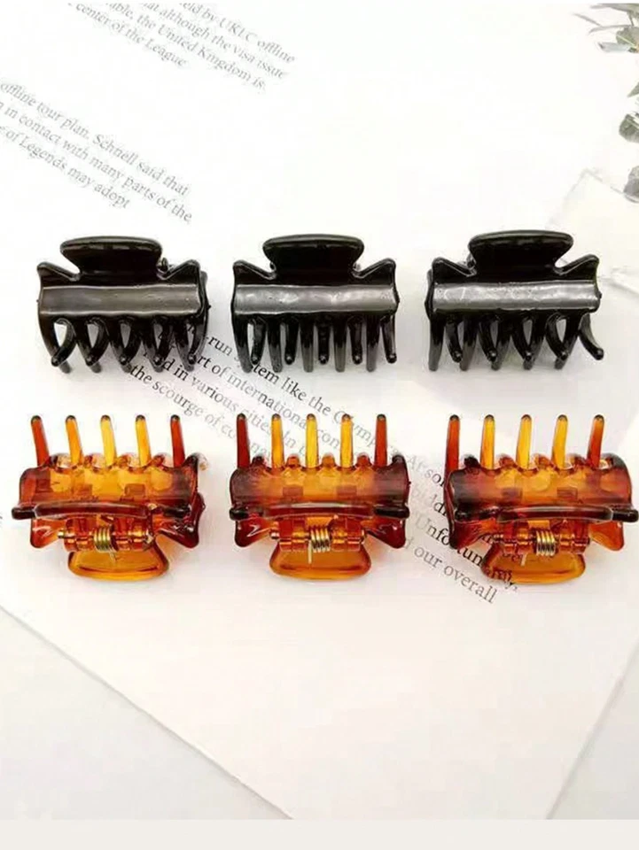 12 Mini Claw Clips Brown 1cm, Small Plastic Hair Claws, Hair Clips, Hair Clamp — 第 3/4 张图片