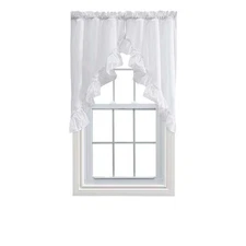 Ellis Curtain Stacey Ruffled Swag, 60 x 38 in, White