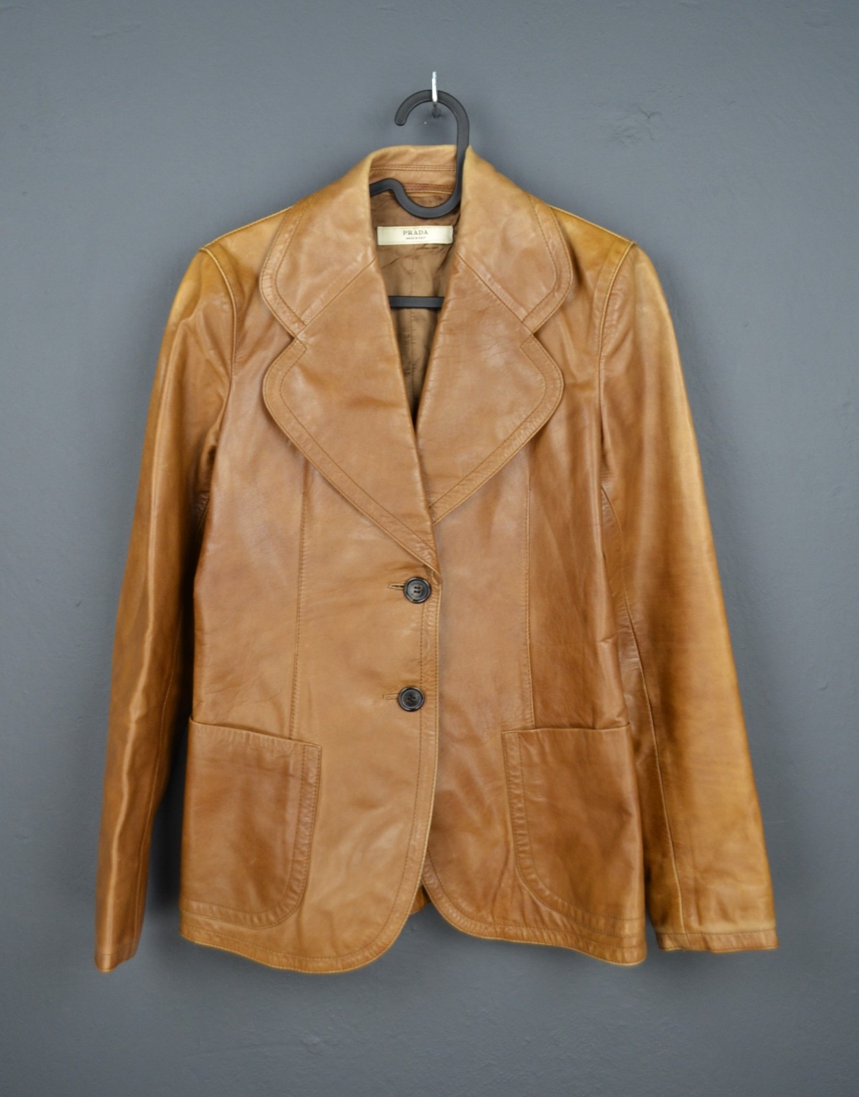 Prada Two-button Leather Jacket Brown size 40 Mad… - image 1