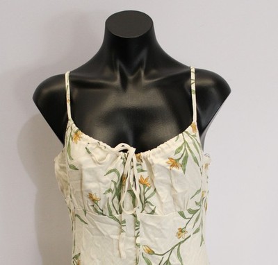 Moon River Women's Linen Blend Sleeveless Floral Midi Dress LB3 Ivory Size  XL | eBay