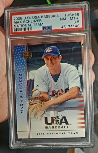2005 U.D..U.S.A. BASEBALL #USA56 MAX SCHERZER NATIONAL TEAM PSA 8.5 MN-MT+/ R.C. - Bild 4 von 6