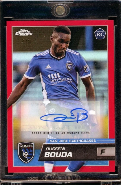 2023 Topps Chrome MLS Ousseni Bouda Earthquakes Red Refractor Auto /5 Mag Case!