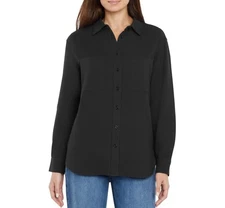 Gap Women's Gauze Button Front Shirt Black XL