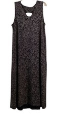 J. Jill Wearever Midi Dress Women’s Medium Navy White Polkadot Knit Keyhole