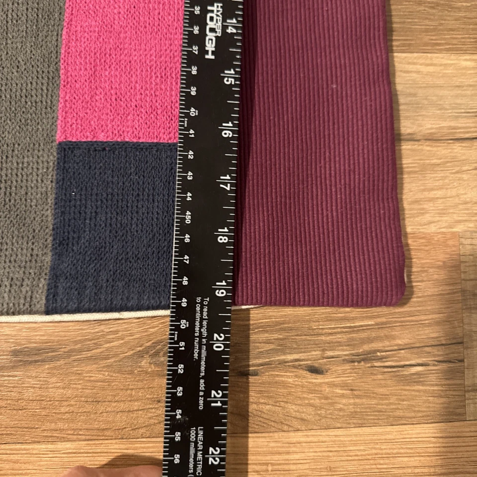 West Elm Pillow Cover 20” X20 Geometric Color Blocks Stripe Pink Green Crewel - Image 4 of 4