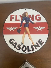 Vintage Flying A Gasoline Porcelain Sign Pump Palate Service Station            