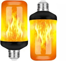 2-Pack LED Flame Light Bulbs,4 Flickering Modes with Gravity Sensor,E26/E27 Base