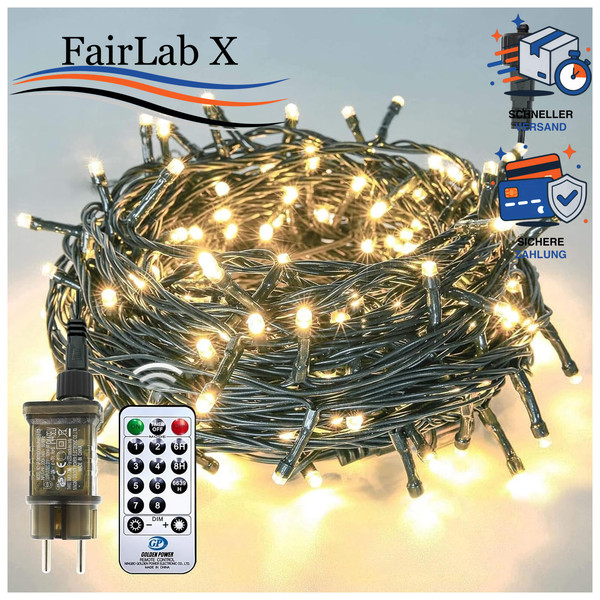 Lichterkette AußEn 100 Leds Warmweiß 13M GrüN Mit Fernbedienung Und Timer-image