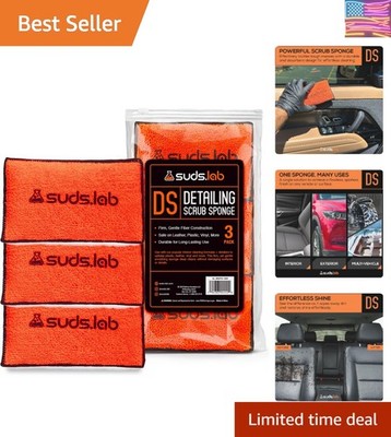 Suds Lab DS Microfiber Detailing Scrub Pad 3 Pack - Car Interior Cleaning & D...
