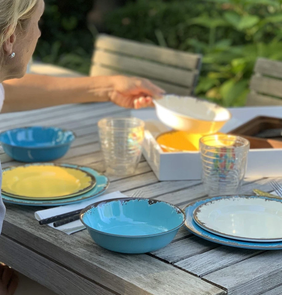 Melamine Dinnerware Set, Multicolor, 12 Piece - Image 2 of 4