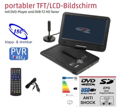 Reflexion DVD1025 mit 10 Zoll portabler DVD Player mit DVB-T2 HD und Akku