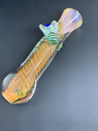 CHILLUM HEAVY BOWL SPOON ONE HITTER USA ANIMAL 3.5” BEE HAND BLOWN GLASS PIPE OG - Picture 3 of 12