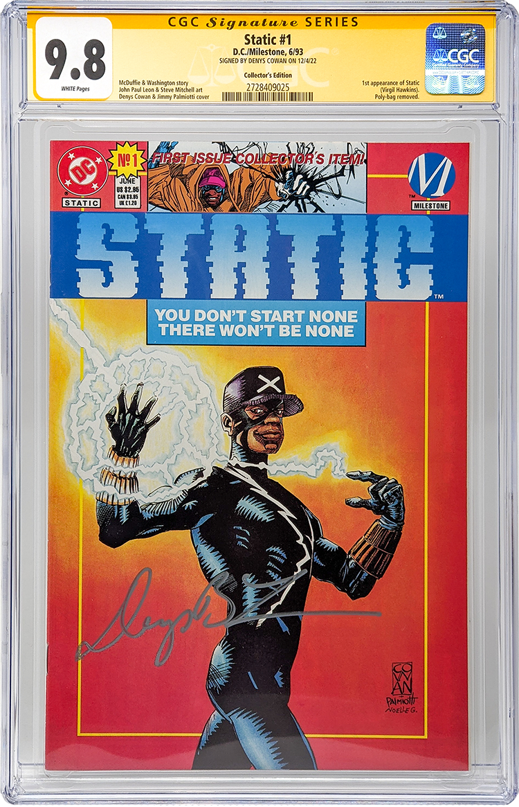 Static #1 Collector's Edition DC/Milestone CGC SS 9.8 Signed Denys