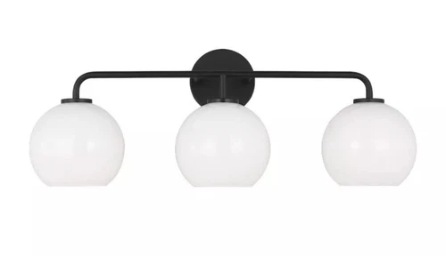 Generation Lighting Orley 3 Light Bath Vanity, Midnight Black/Milk - 4002583-112 - Picture 1 of 2