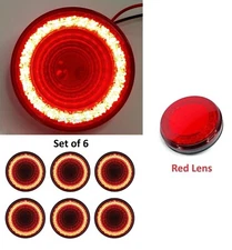 (Set/6) 4" Round LED MIRAGE Stop, Turn & Tail Lights - Red LED/Red Lens - S/T/T