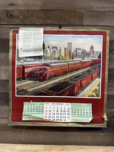 Vintage 1954 Pennsylvania Railroads Calendar “Pittsburgh Promotes Progress”
