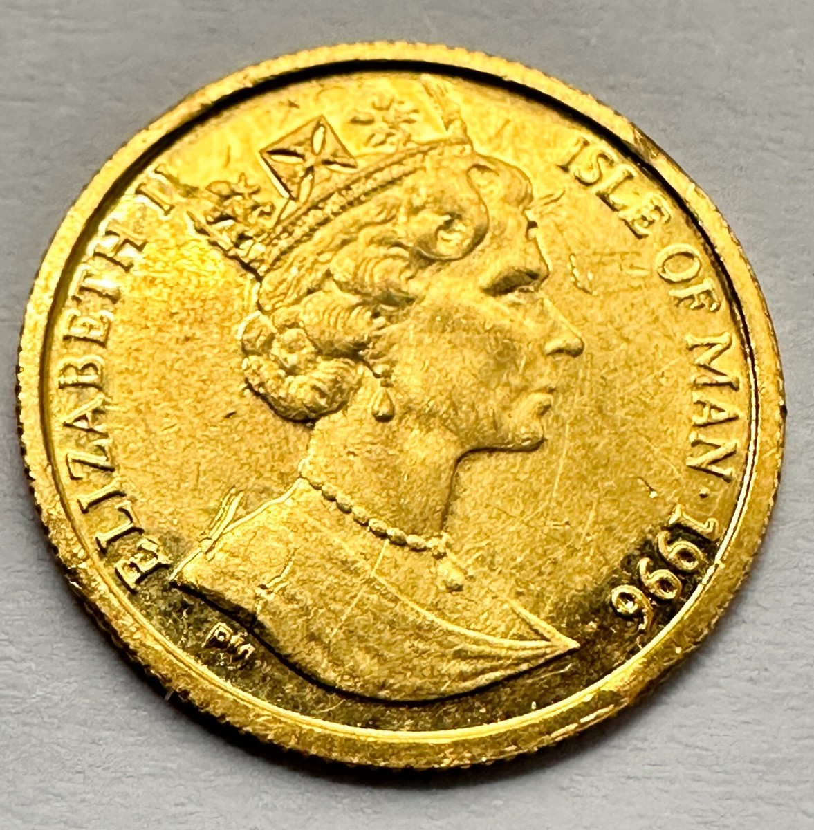 1996 Isle of Man Archangel Michael 1/20 oz Angel Elizabeth II Gold