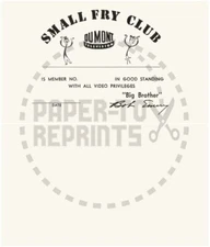 SMALL FRY CLUB MEMBERSHIP CARD - VINTAGE REPRINT