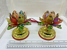Lamps Lotus Buddha Set of 2 Colorful Shrine Prayer Worship
