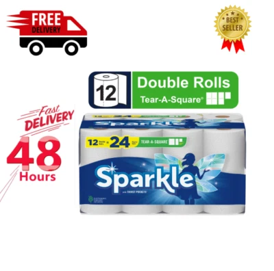 BRANDED Kitchen Household Clean Up Paper Towels Bulk 12 Double Rolls = 24 Regular Rolls