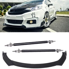 Front Bumper Lip Splitter Spoiler Chin Body Kit Strut Rods For Honda Fit Jazz