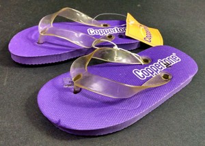 white foam flip flops