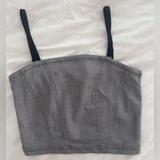 Topshop Black/White Women’s Checkered Tank Top with Removable Straps Size 2 NWT