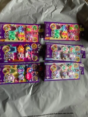 6*Polly Pocket Bracelet Treasures Wearables with Snap-Together Sections