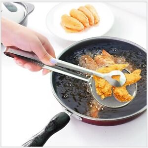 1 Stainless Steel Fried Food Filter Scoop Food Clip and Screen Kitchen Tol^m^